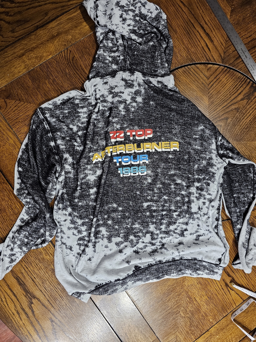 ZZTOP Afterburner Black & White Tie-Dye Hoodie Sz Med/lg - Picture 2 of 4